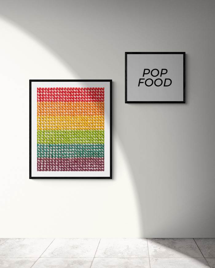 Rainbow Pride flag cereal flatlay print with sun and shadow
